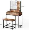 Schminktisch Vicco Fyrk Antikholz 80 cm mit Stuhl, Model Produktbild-Vorschau 3