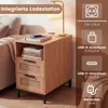 Table de chevet avec station de recharge et 2 tiroirs, Voir les images du produit 3