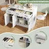 A kitchen island with storage, shown from a slightly elevated angle, with close-up insets highlighting features. Voir les images du produit