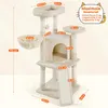 A diagram of a cat tree with dimensions and weight limits. Podgląd zdjęcia produktu