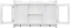 An open white wall cabinet with three shelves and four hooks below. Podgląd zdjęcia produktu