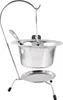 A stainless steel mini-kettle with a stand and ladle on a white background. Anteprima dell’immagine prodotto