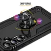 A black phone case with a rotating ring stand is shown from a diagonal angle. Produktbild-Vorschau