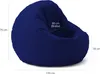 A navy blue beanbag chair with dimensions indicated by text overlays. Produktbild-Vorschau