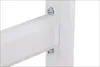 A close-up of a white metal bracket connecting two white metal poles, fastened with silver bolts and nuts. The image is isolated against a plain white background. Anteprima dell’immagine prodotto