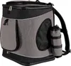 A gray and black pet backpack is shown against a white background. Produktbild-Vorschau