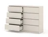 A beige dresser with four drawers on the left and four drawers on the right. Some of the drawers are open. Anteprima dell’immagine prodotto