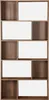 A multi-compartment bookshelf with a wood grain finish and white inserts. Produktbild-Vorschau
