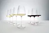 A collection of wine glasses filled with white and red wine, arranged on a white surface against a gradient background. Produktbild-Vorschau