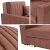 A collage of close-up shots of a brown upholstered sofa, highlighting its texture and design. Náhled obrázku produktu