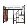 Hochbett, 140x200 cm, Metallbett mit Lattenrost, Regal, Produktbild-Vorschau 6