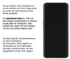 A smartphone with a protective film outline shown next to explanatory text. Produktbild-Vorschau
