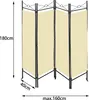 A beige room divider with a black metal frame, shown with dimensions indicated. Produktbild-Vorschau