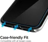 Close-up of a phone screen protector with arrows indicating a case-friendly fit. Produktbild-Vorschau