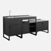 sweeek - Outdoor-Küche 3 Module Edelstahl - Schwarz Produktbild-Vorschau 1