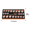 A set of tools laid out on a black foam insert within an orange tray. Voir les images du produit