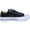 A studio shot of a black Converse sneaker with a white platform sole. Voir les images du produit