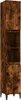 A tall, narrow wooden cabinet with a rustic wood grain finish and black legs, shown against a white background. Náhled obrázku produktu