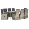 vidaXL 9-tlg. Garten-Essgruppe mit Kissen Grau Poly Rattan Produktbild-Vorschau 4