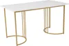 A white marble-topped dining table with gold metal legs, presented against a white background. Voir les images du produit