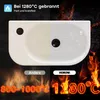 A split image showing a sink basin, with one side appearing less refined and the other highly polished, set against a backdrop of fire and dark elements. Produktbild-Vorschau