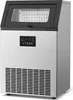A stainless steel ice maker with a digital display and a clear window showing ice cubes. Produktbild-Vorschau