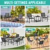 Collage of four different outdoor settings showcasing a gray patio furniture set. Produktbild-Vorschau