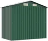 A green metal garden shed is shown against a white background. Podgląd zdjęcia produktu