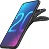 A black silicone phone case is shown on a white background, with the phone inside displaying a colorful wallpaper. Produktbild-Vorschau