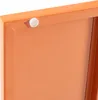 A close-up view of the corner of an orange cabinet, showing a white plastic foot. Podgląd zdjęcia produktu