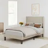A bedroom scene with a bed, dresser, and window. Produktbild-Vorschau