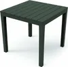 A square, dark green outdoor table with a slatted top and four legs, shown against a white background. Podgląd zdjęcia produktu