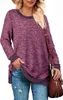 ASKSA Damen Langarmshirt Rundhals Einfarbiges Blusen Produktbild-Vorschau 2