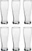 Six clear, empty beer glasses arranged in two rows of three against a white background. Podgląd zdjęcia produktu