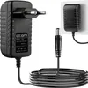 A black AC/DC adapter with a coiled cable and a plug. Voir les images du produit