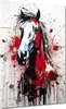 Abstrakt Pferd Kopf Red Splash Leinwandbild Wandbild Produktbild-Vorschau 1