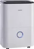 A white dehumidifier with a black top and a blue illuminated ring on the front. Produktbild-Vorschau