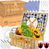 Wiklinowy kosz koszyk piknikowy 4 osób sztućce kieliszki Podgląd zdjęcia produktu 16