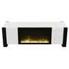 A modern white and black TV stand with an electric fireplace. Voir les images du produit
