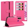 A pink flip phone case with card slots and a banknote is displayed, with a phone inserted into the case. Náhled obrázku produktu
