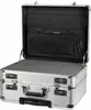 An open silver aluminum briefcase with a black interior and foam padding. Anteprima dell’immagine prodotto