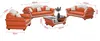 Modern Sofa Set 3-Sitzer 2-Sitzer Orange Weiß Wohnzimmer Produktbild-Vorschau 2
