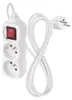 Prodlužovací kabel 1,4 m / 2 zásuvky / s vypínačem / bílý / PVC / 1 mm2 Náhled obrázku produktu