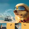 A dog wearing sunglasses in a snowy landscape, with a dog crate superimposed in a wireframe drawing of a car. Náhľad obrázku produktu