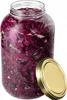 A large glass jar filled with chopped red cabbage, with its gold lid placed next to it. Podgląd zdjęcia produktu