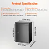 A diagram showing the dimensions of a black mailbox, with accompanying text detailing product specifications. Anteprima dell’immagine prodotto