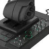 A close-up view of a black HOTAS flight control system, showing various buttons, switches, and a joystick base. Produktbild-Vorschau