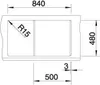 Technical drawing with dimensions of a sink or similar product. Náhled obrázku produktu