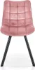 A pink velvet chair with black legs, shown from the front. Náhled obrázku produktu