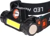 Close-up of a black LED headlamp with a black strap. Anteprima dell’immagine prodotto